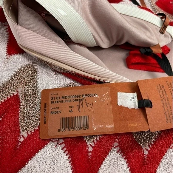 NEW Missoni Chevron Knit Zigzag Sleeveless Mini Dress in White/Red Size 46 - Picture 14 of 16